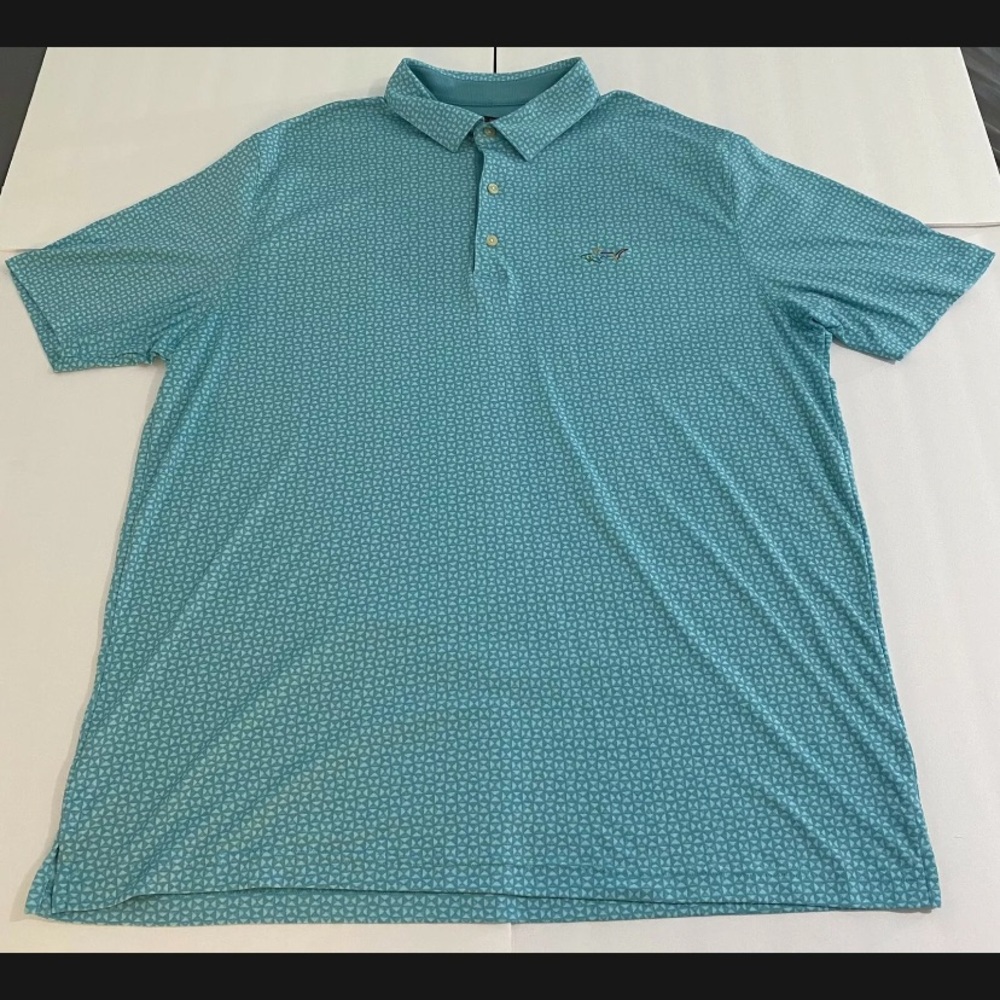 Greg Norman Polo Shirt Men's 2XL Blue/Aqua Short Sleeve Shark Logo